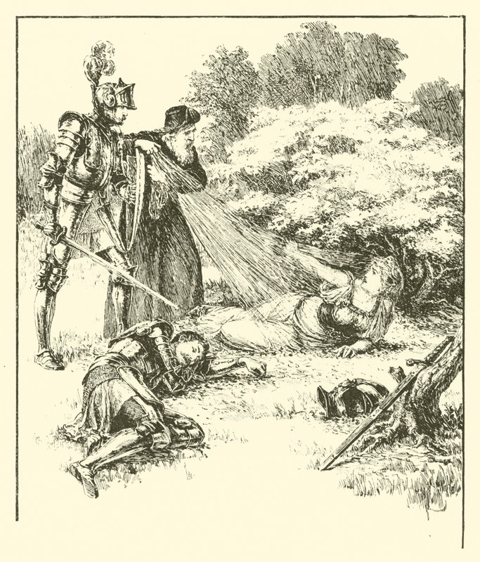 Sir Guyon, The Bower of Bliss (gravering) af Arthur George Walker