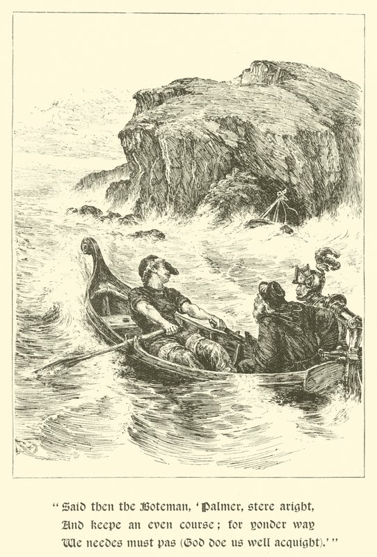 Sir Guyon, The Rock of Proach (gravering) af Arthur George Walker