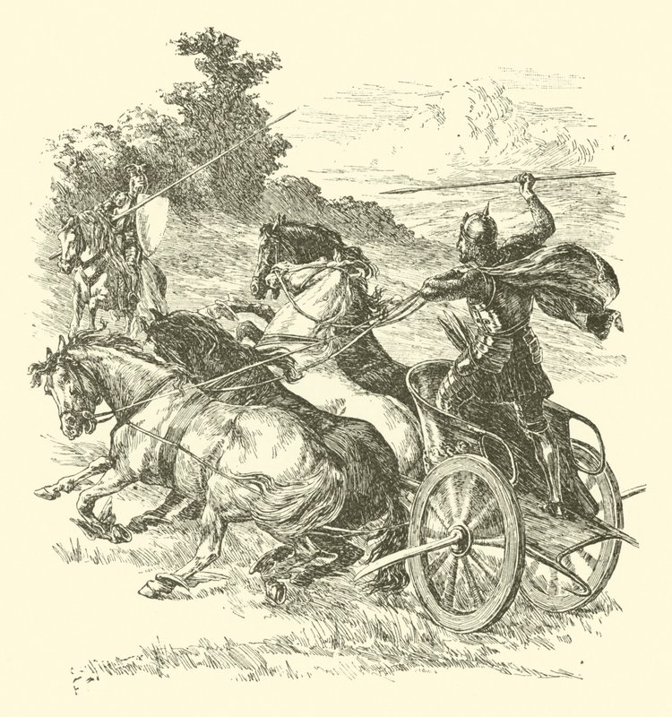 Sir Artegalls eventyr, sultanens heste (gravering) af Arthur George Walker
