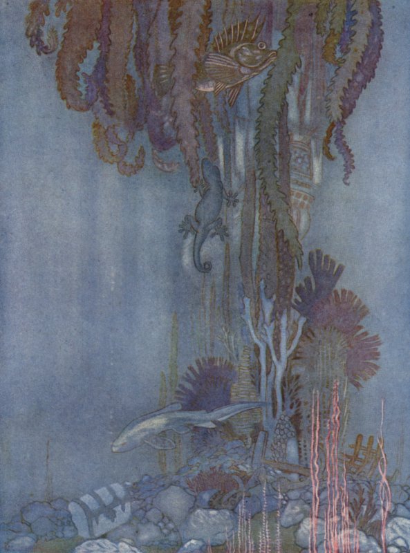 Jeg tænkte, hvilken smerte det var at drukne (farve litho) af Arthur George Watts