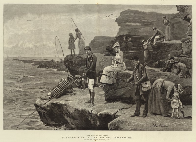 Fiskeri ud for Filey Brigg, Yorkshire af Arthur Hopkins