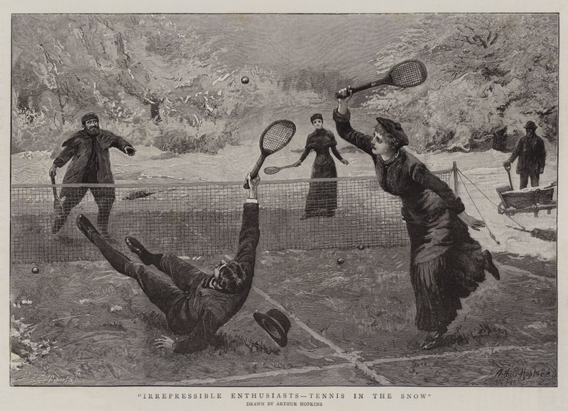 Ukuelig entusiaster, Tennis i sneen af Arthur Hopkins