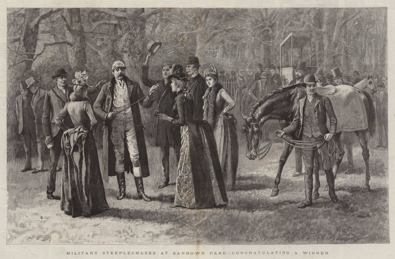 Militære steeplechases i Sandown Park, lykønsker en vinder af Arthur Hopkins