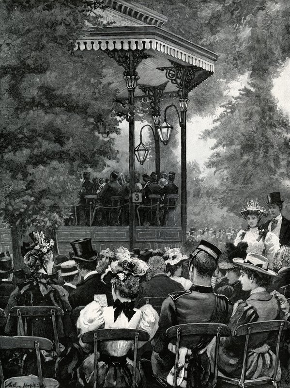 Friluftsmusik i London: Lytter til militærbandet i Hyde Park af Arthur Hopkins
