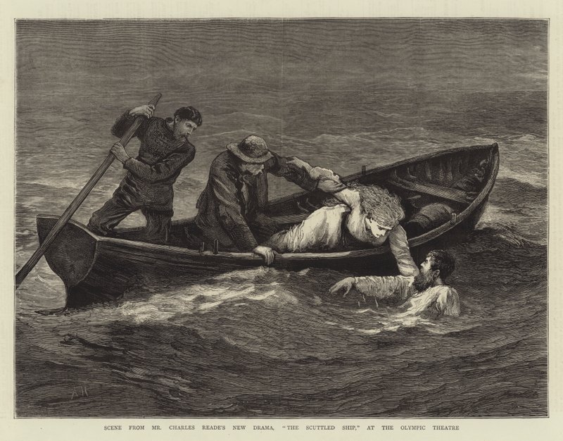 Scene fra Mr. Charles Reades nye drama, The Scuttled Ship, på det olympiske teater af Arthur Hopkins