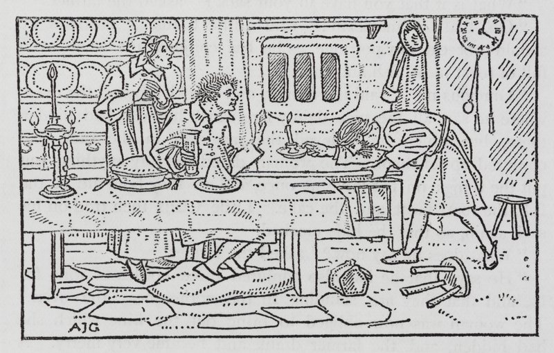 HC Andersen: Store Claus og Lille Claus (litho) af Arthur Joseph Gaskin