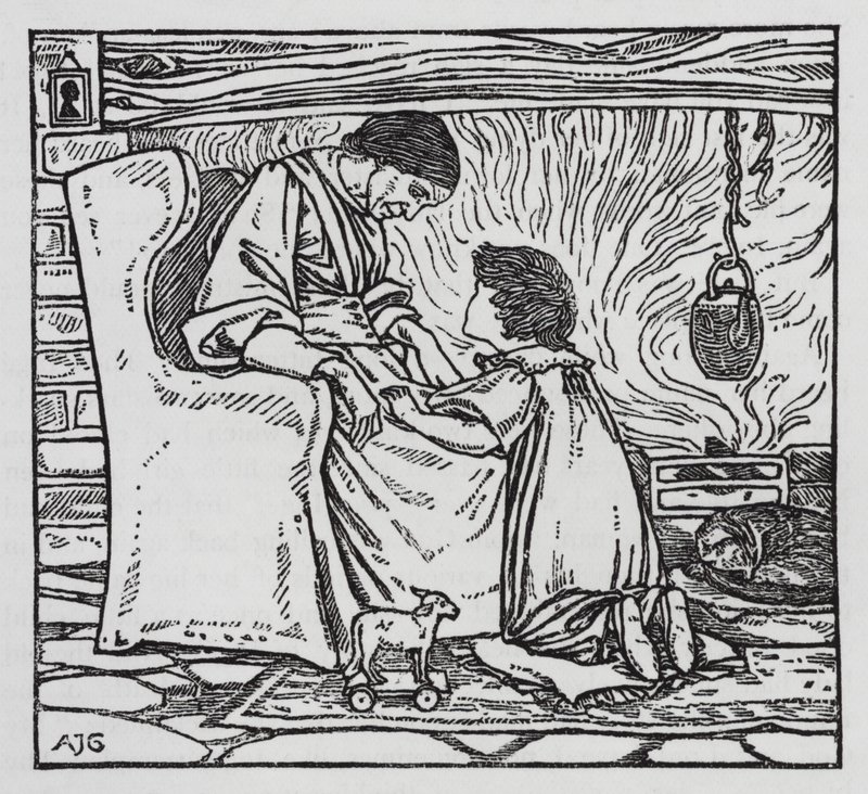 HC Andersen: Pigen der trådte på brødet (litho) af Arthur Joseph Gaskin