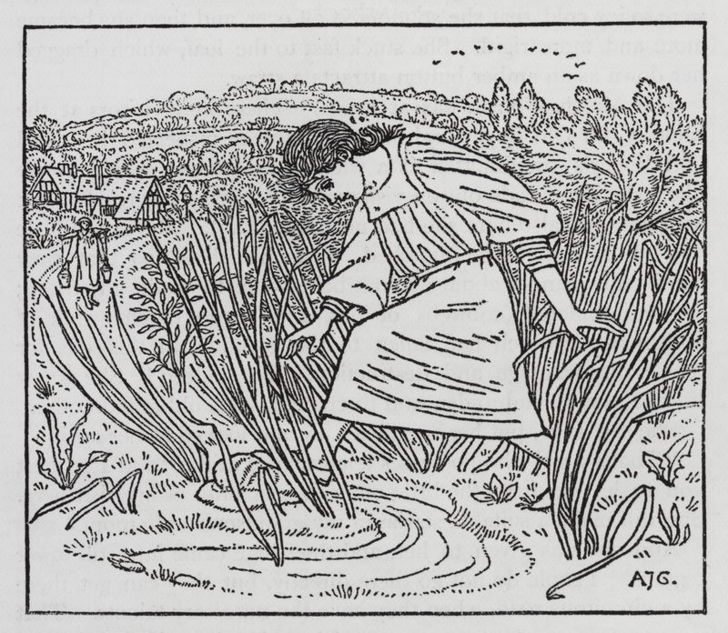 HC Andersen: Pigen der trådte på brødet (litho) af Arthur Joseph Gaskin