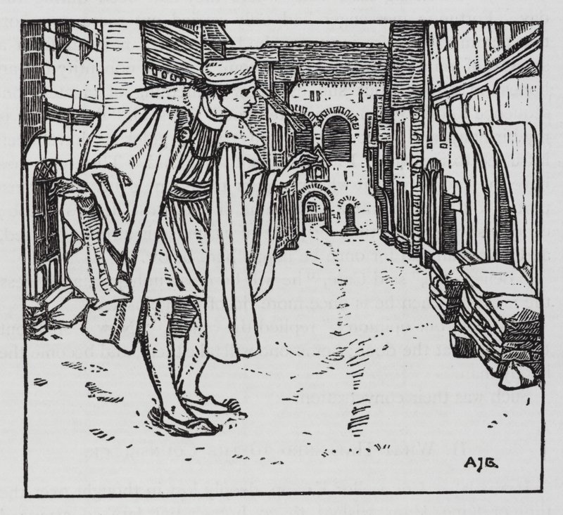 HC Andersen: Lykkens Goloshes (litho) af Arthur Joseph Gaskin