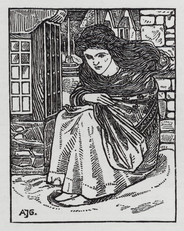 HC Andersen: Den lille tændstikpige (litho) af Arthur Joseph Gaskin