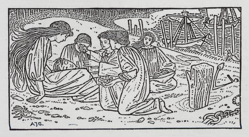 HC Andersen: Den lille havfrue (litho) af Arthur Joseph Gaskin