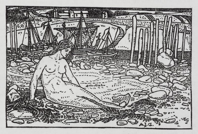 HC Andersen: Den lille havfrue (litho) af Arthur Joseph Gaskin