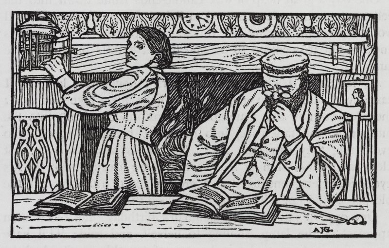 HC Andersen: Den gamle gadelygte (litho) af Arthur Joseph Gaskin