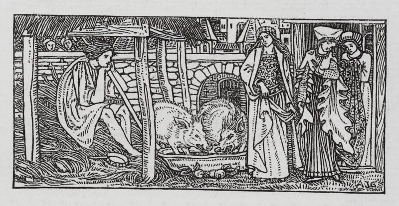 HC Andersen: Svinehyrden (litho) af Arthur Joseph Gaskin