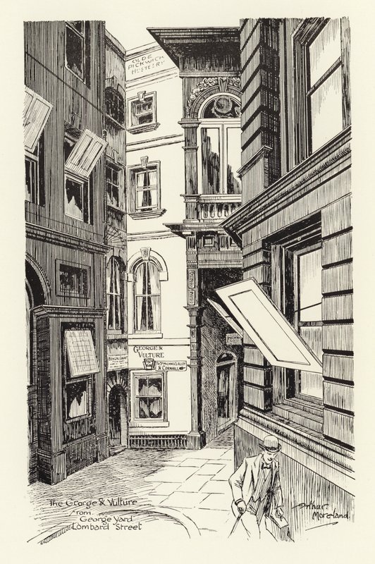 The George  Vulture fra George Yard, Lombard Street (litografi) af Arthur Moreland