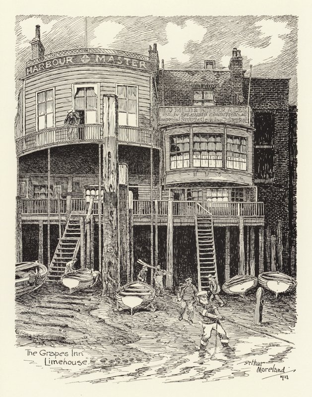 The Grapes Inn, Limehouse (litografi) af Arthur Moreland