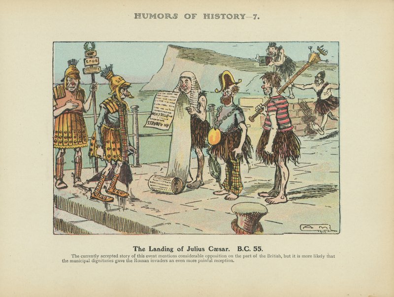 Julius Cæsars landgang. B.C. 55 (farvelitografi) af Arthur Moreland