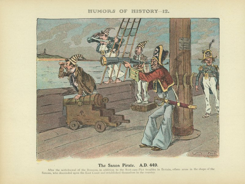 Den saksiske pirat. A.D. 449 (farvelitografi) af Arthur Moreland