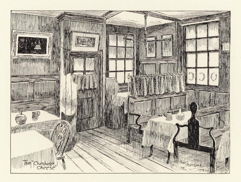 Ye Olde Cheshire Cheese (litografi) af Arthur Moreland