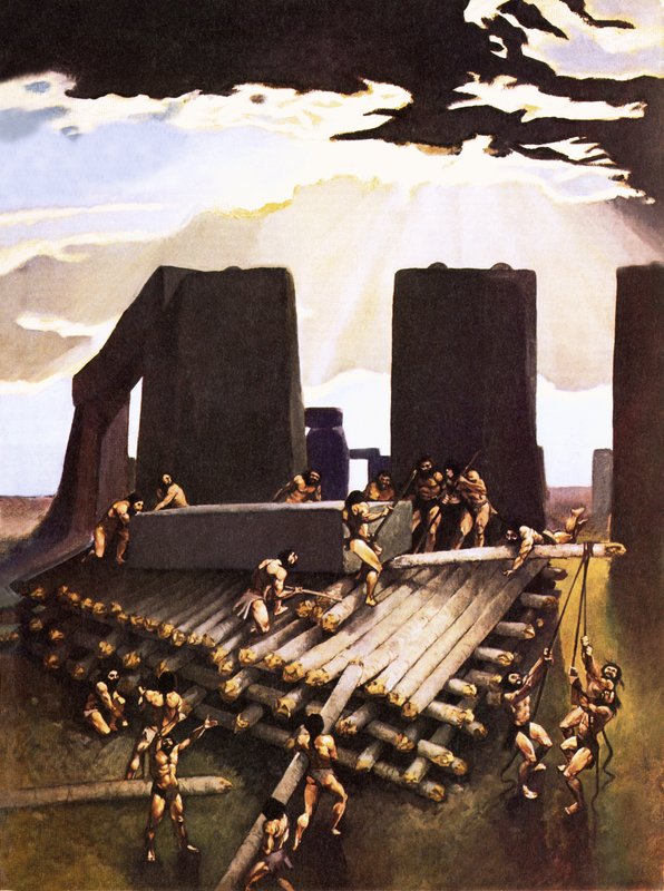 Bygningen af Stonehenge, en forestilling i 1978 af Arthur Ranson