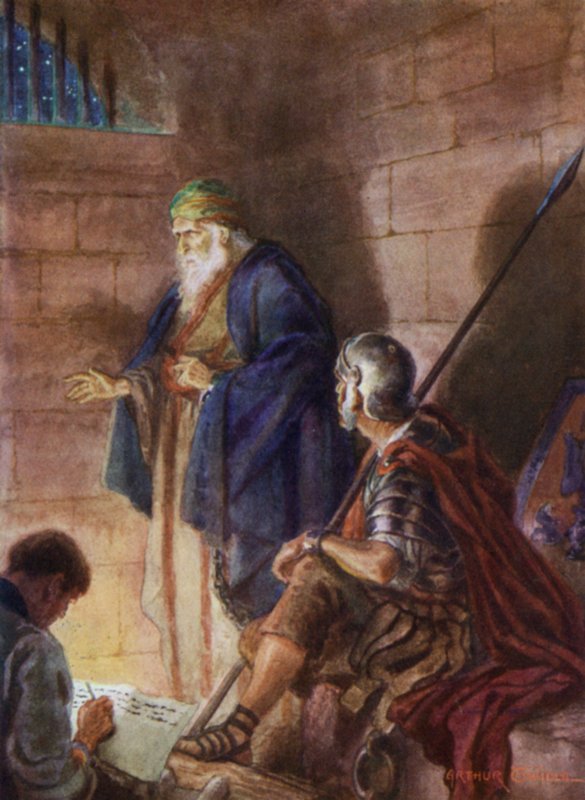 Paul i fængsel (farve litho) af Arthur Twidle