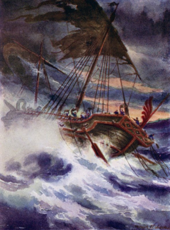 Paul, skibsvraget (farve litho) af Arthur Twidle