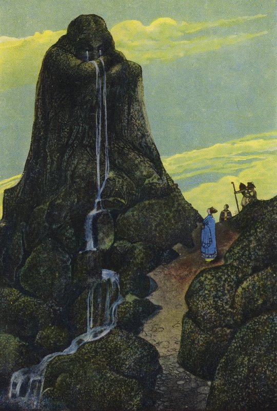 Niobe forvandlet til den grådende klippe (farve litho) af Artus Scheiner