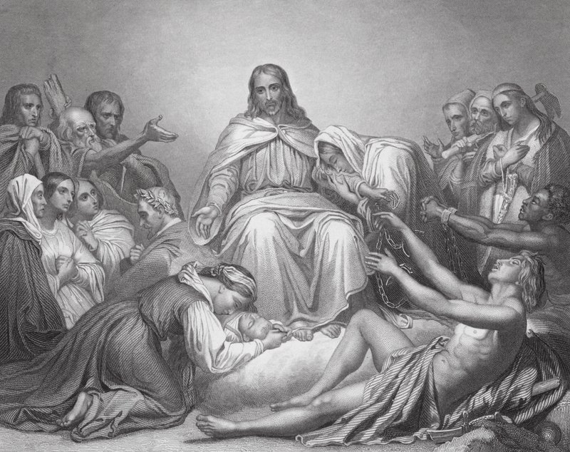 Kristus Trøsteren, Lukas, kapitel IV, vers 16, 21 (gravering) af Ary (after) Scheffer