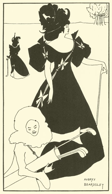 Design til et golfkort (litografi) af Aubrey (after) Beardsley