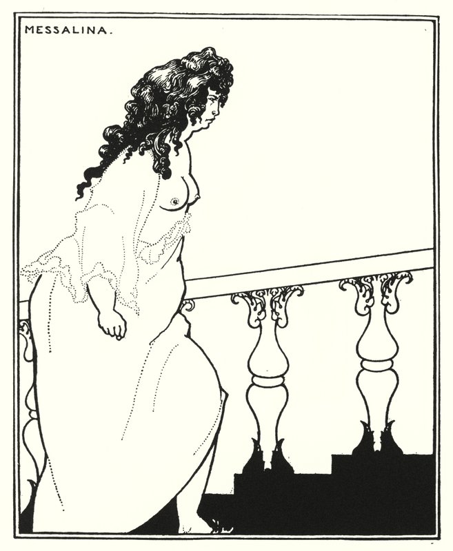 Messalina vender tilbage fra badet (gravering) af Aubrey (after) Beardsley