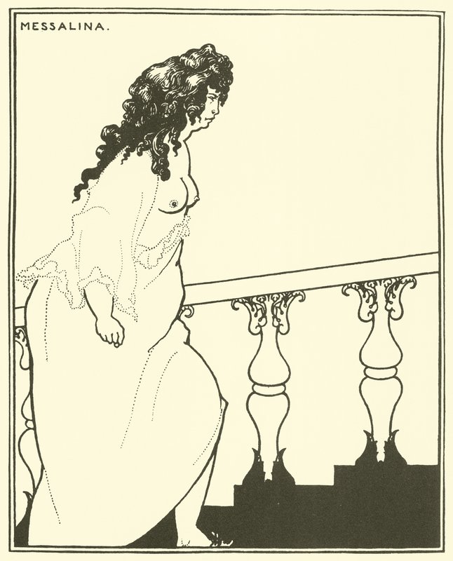 Messalina vender tilbage fra badet af Aubrey Beardsley