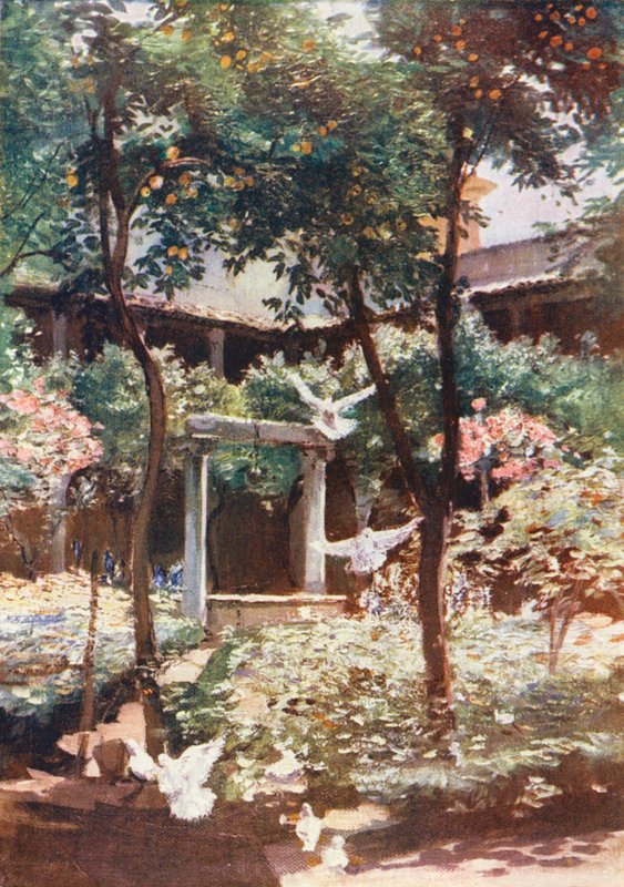 Rom: Klosteret S. Giovanni degli Genovesi (farvelitografi) af Aubrey Waterfield