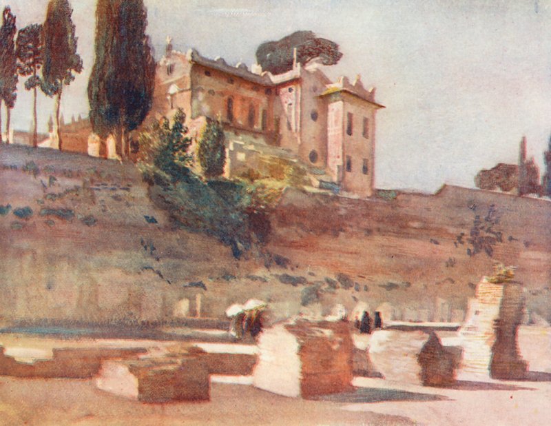 Rom: Fra Domitians stadion (farvelitografi) af Aubrey Waterfield