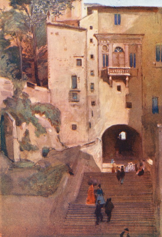 Rom: Vanozza-huset (farvelitografi) af Aubrey Waterfield