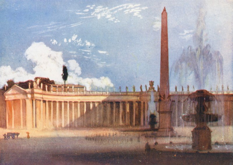 Rom: Peterspladsen (farvelitografi) af Aubrey Waterfield