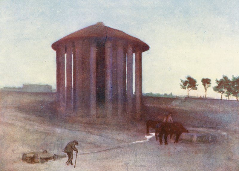 Rom: Vesta-templet (farvelitografi) af Aubrey Waterfield