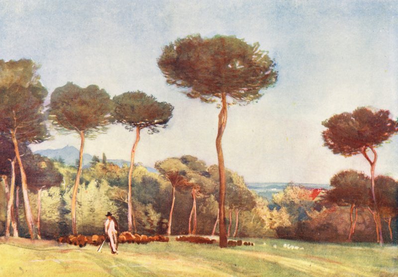 Rom: Campagna fra Villa Pamphili Doria (farvelitografi) af Aubrey Waterfield