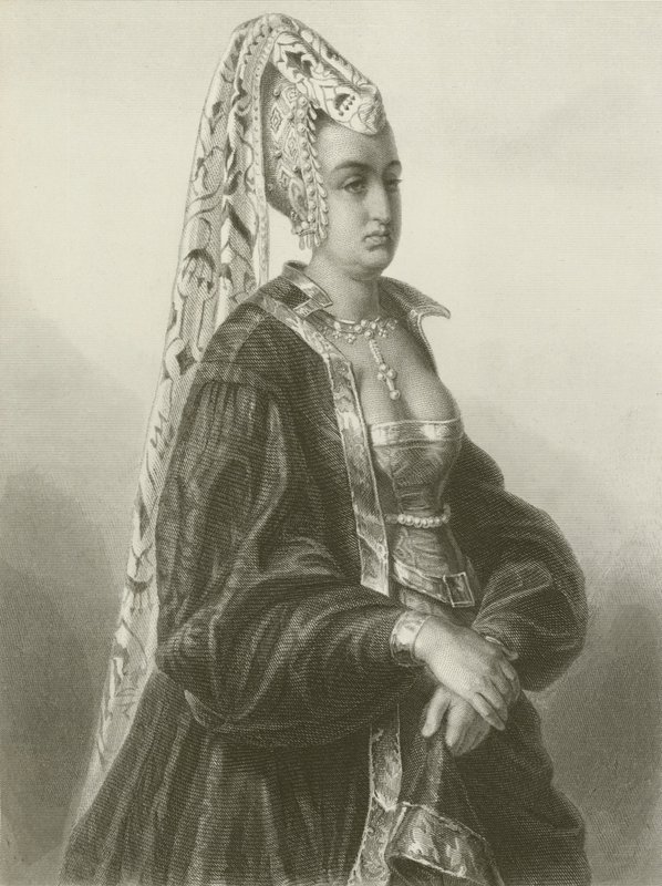 Konigin Isabeau (gravering) af August Friedrich Pecht