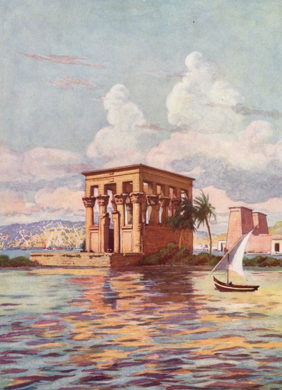 På øen Philae, Egypten (farvelitografi) af Auguste Gerardin