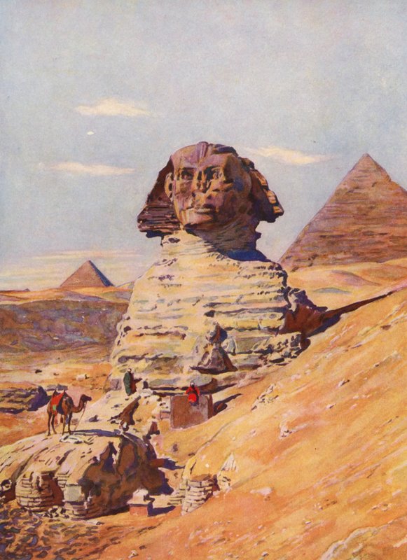 Sfinksen, Egypten (farvelitografi) af Auguste Gerardin