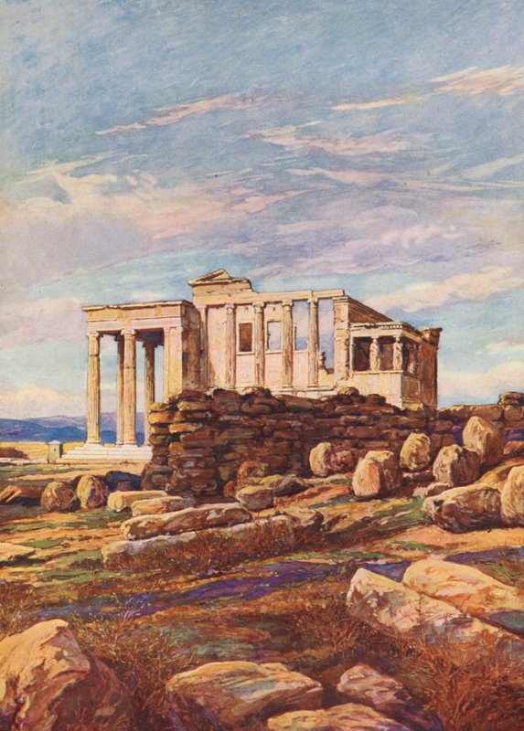 På Akropolis, Grækenland (farvelitografi) af Auguste Gerardin