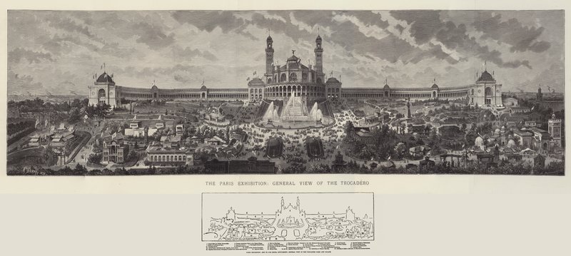 Paris-udstillingen, generel udsigt over Trocadero af Auguste Victor Deroy