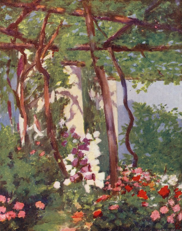 Have, Villa Palumbo, Ravello (farvelitografi) af Augustine Fitzgerald