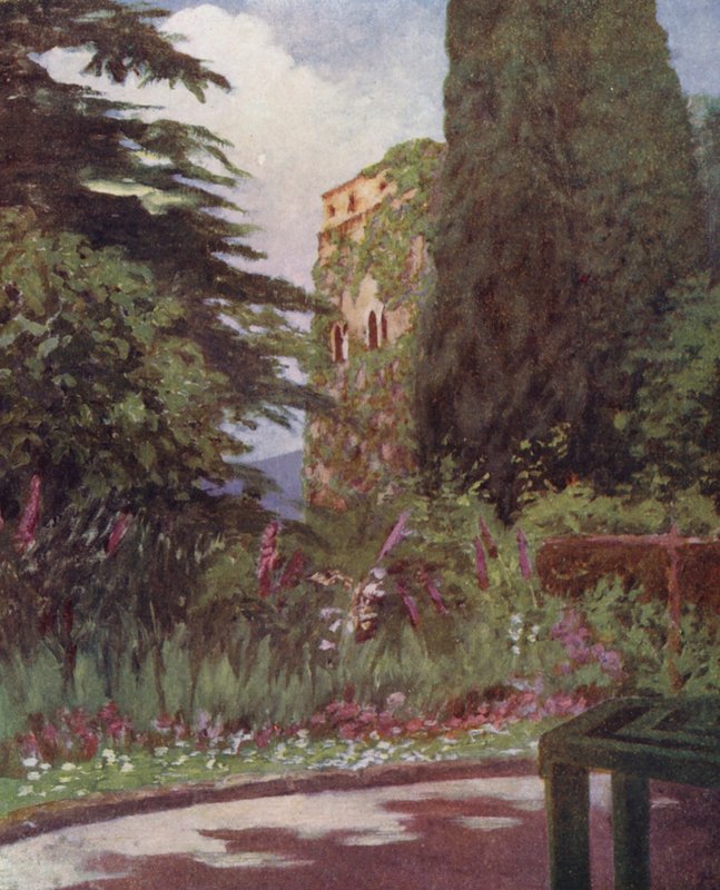 Haven ved Palazzo Ruffolo, Ravello (farvelitografi) af Augustine Fitzgerald