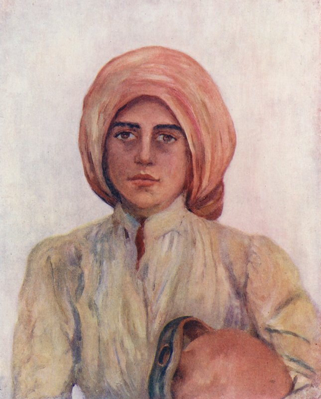 Bondepige fra Capri (farvelitografi) af Augustine Fitzgerald