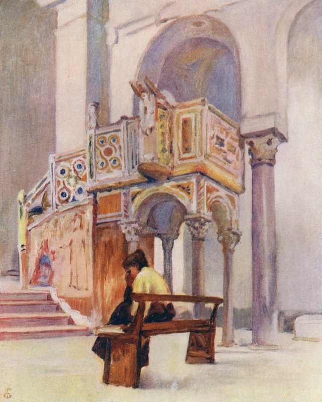 Prædikestolen i San Giovanni Del Toro, Ravello (farvelitografi) af Augustine Fitzgerald