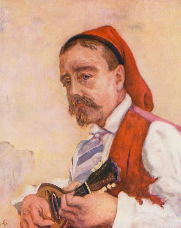 Sangerinde i tarantella (farvelitografi) af Augustine Fitzgerald