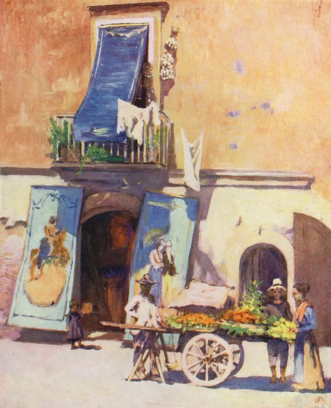 Gadescene, lystbådehavnen, Napoli (farvelitografi) af Augustine Fitzgerald