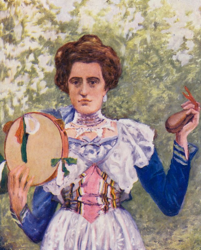 Tarantella-danser med kastagnetter (farvelitografi) af Augustine Fitzgerald