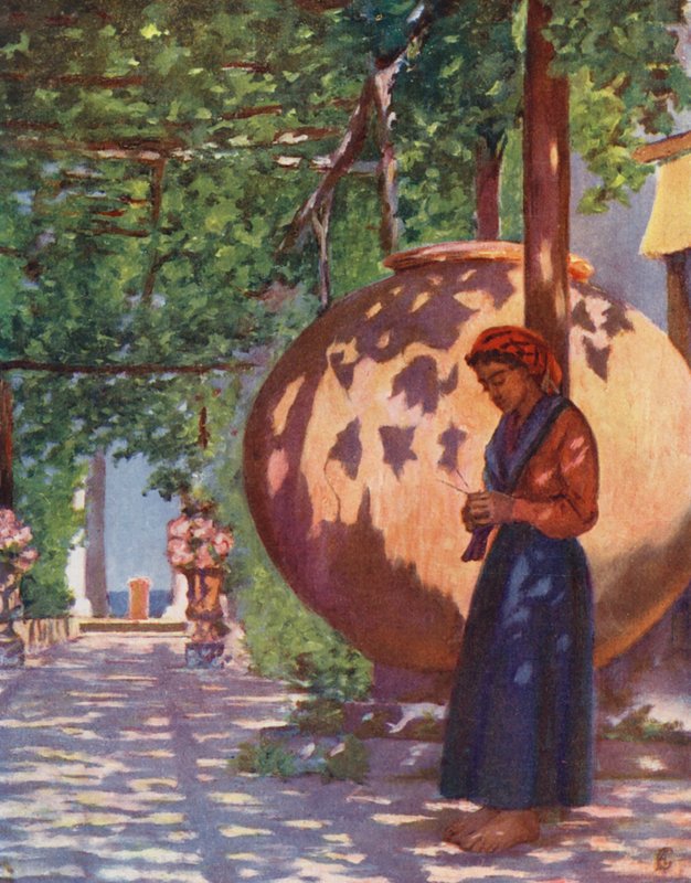 Villa Maresca, nær Casamicciola, Ischia (farvelitografi) af Augustine Fitzgerald